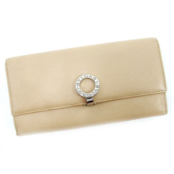 BVLGARI purse Bulgari Bulgari beige leather Authentic used - Picture 1 of 8